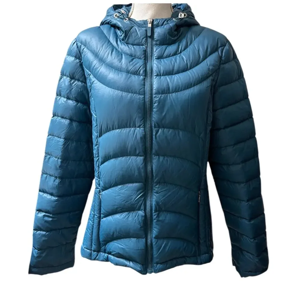 Andrew Marc Teal Packable Lightweight Premium Down Puffer Jacket Large - Picture 2 of 4